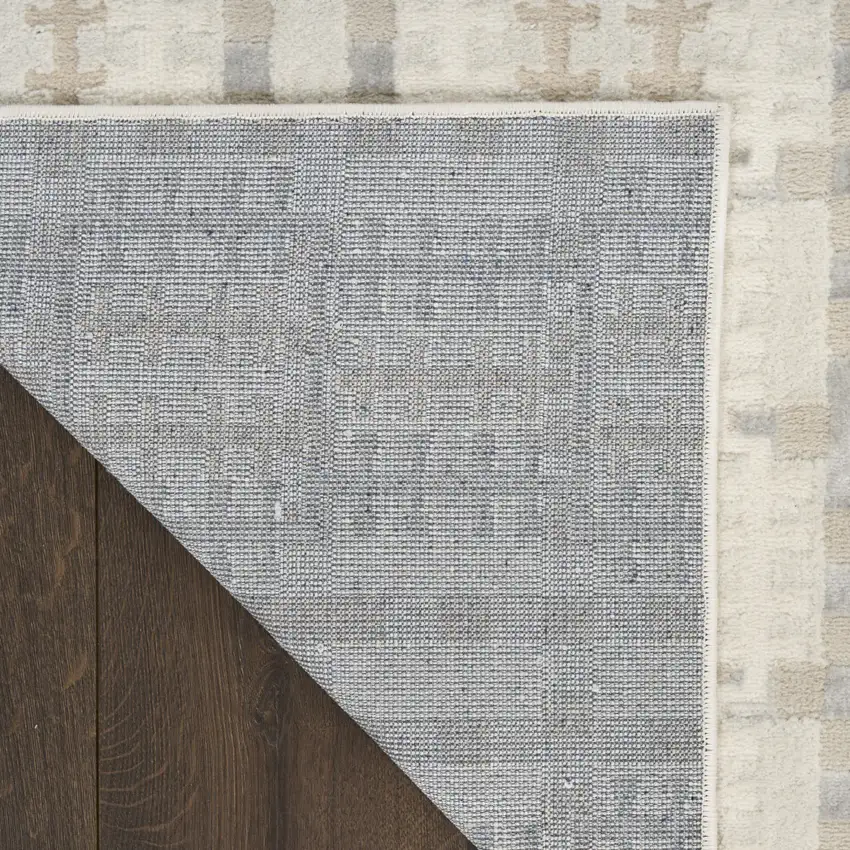 6' Ivory Tan And Gray Geometric Runner Rug Photo 8