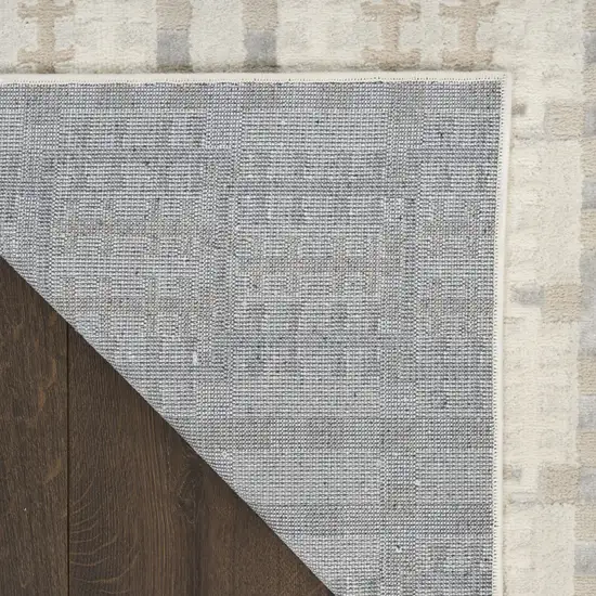 6' Ivory Tan And Gray Geometric Runner Rug Photo 8
