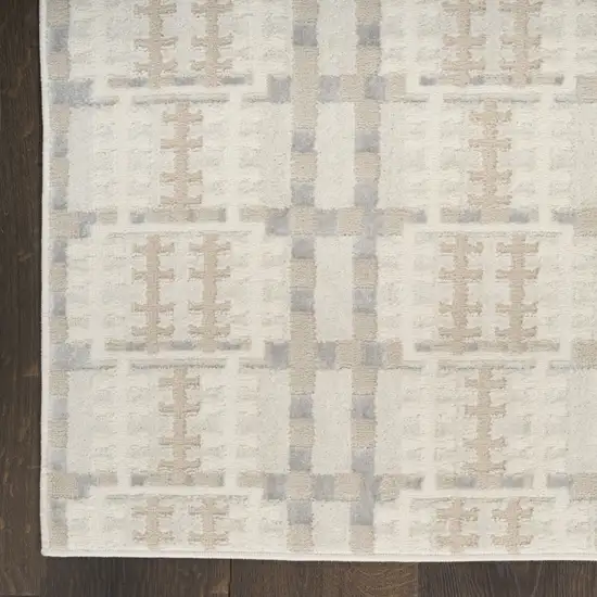 6' Ivory Tan And Gray Geometric Runner Rug Photo 9
