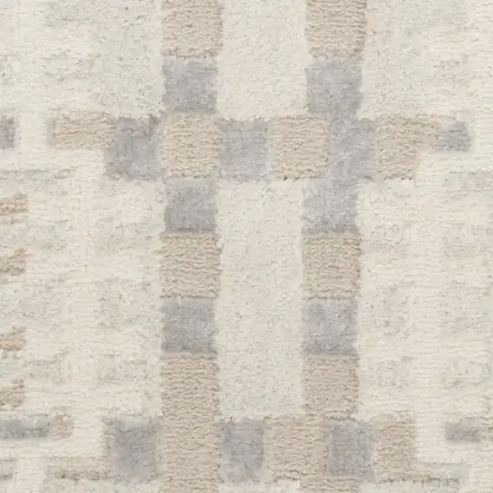 6' Ivory Tan And Gray Geometric Runner Rug Photo 9