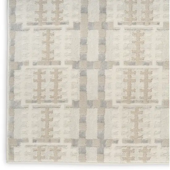 6' Ivory Tan And Gray Geometric Runner Rug Photo 2
