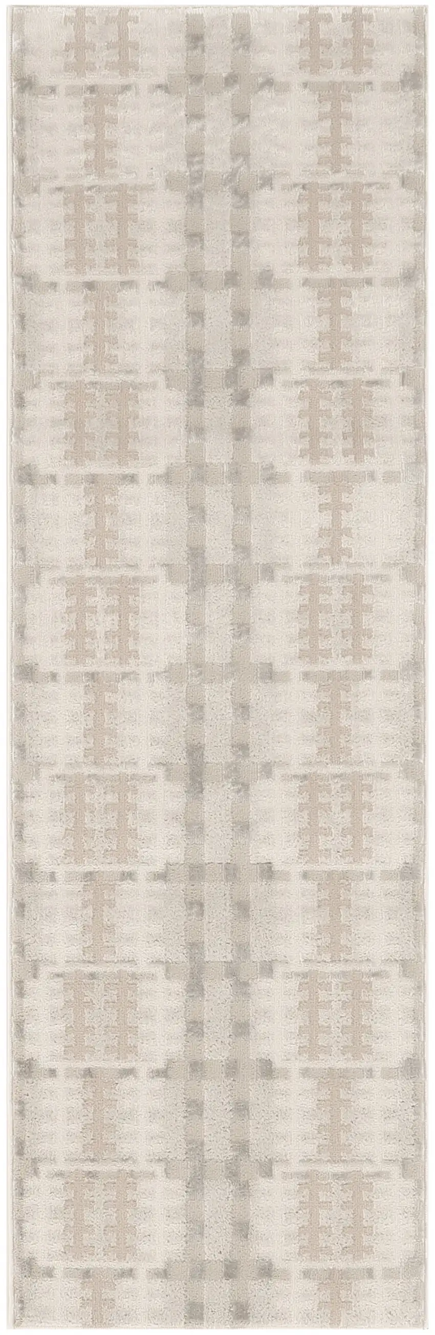 6' Ivory Tan And Gray Geometric Runner Rug Photo 4