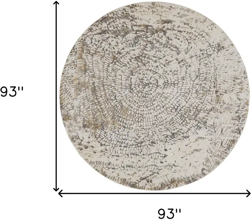 8' Ivory Tan And Gray Round Abstract Area Rug Photo 8