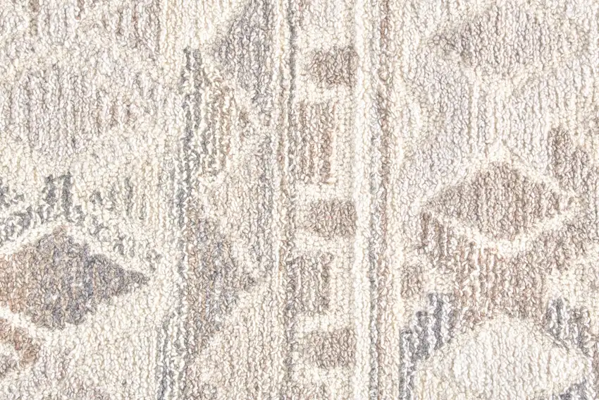 8' Ivory Tan And Gray Round Wool Abstract Tufted Handmade Area Rug Photo 7