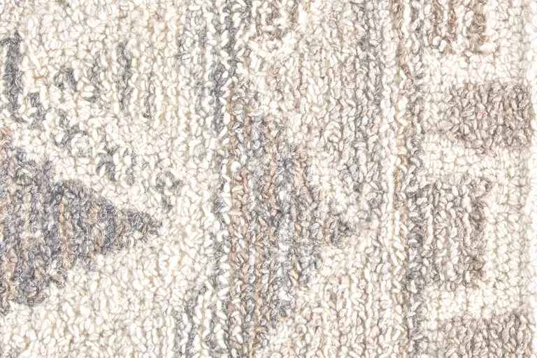 8' Ivory Tan And Gray Round Wool Abstract Tufted Handmade Area Rug Photo 5