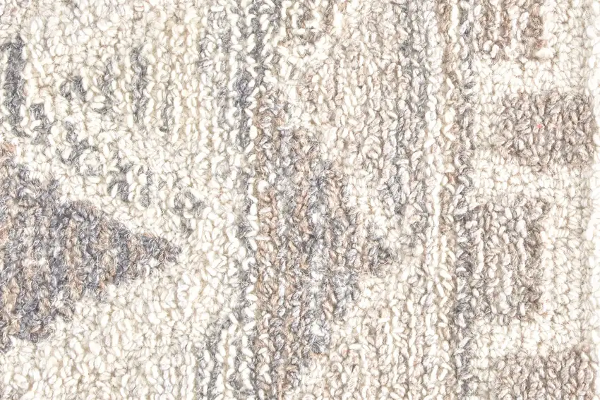 8' Ivory Tan And Gray Round Wool Abstract Tufted Handmade Area Rug Photo 6