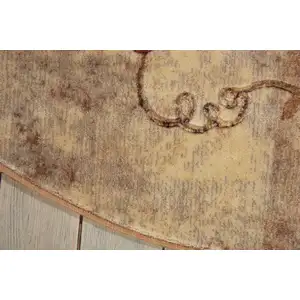 Photo of 6' Ivory Tan And Red Floral Non Skid Round Rug