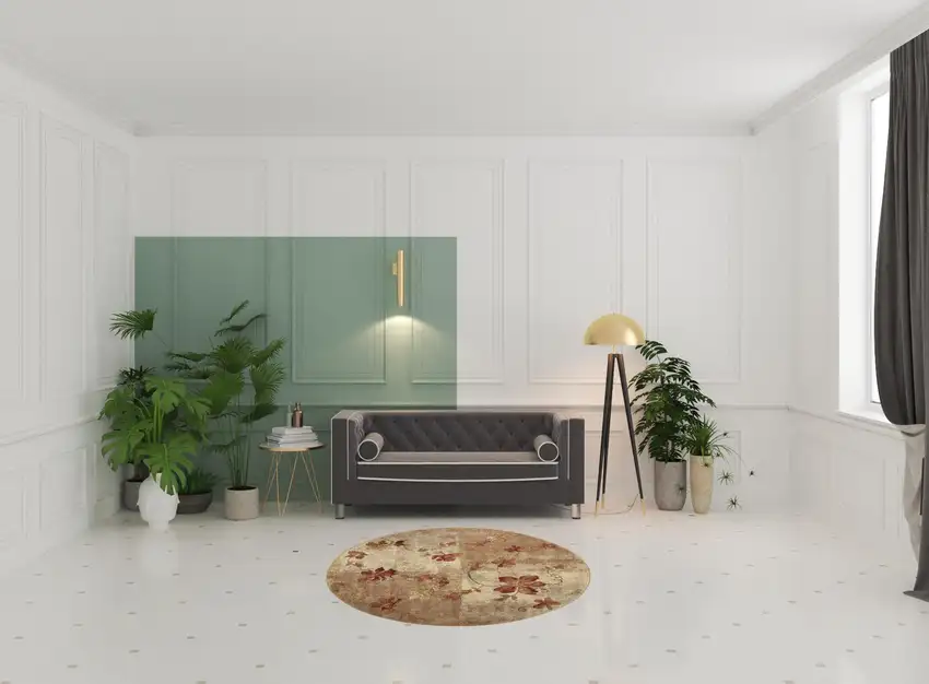 6' Ivory Tan And Red Floral Non Skid Round Rug Photo 1