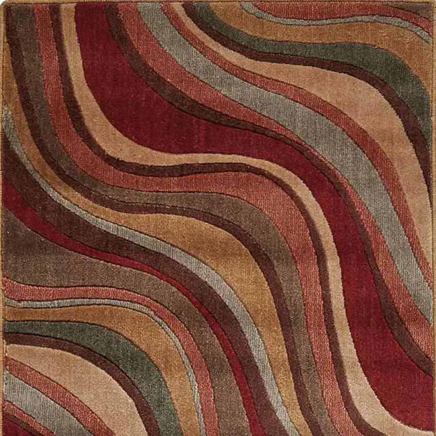 6' Ivory Tan And Red Striped Non Skid Runner Rug Photo 7