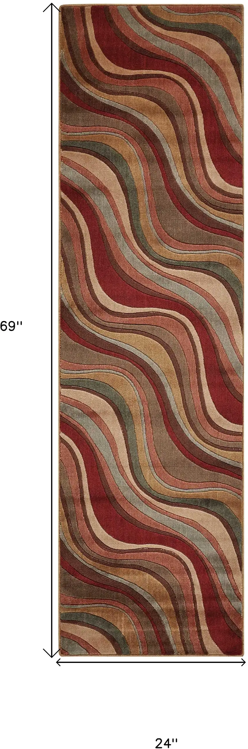 6' Ivory Tan And Red Striped Non Skid Runner Rug Photo 3