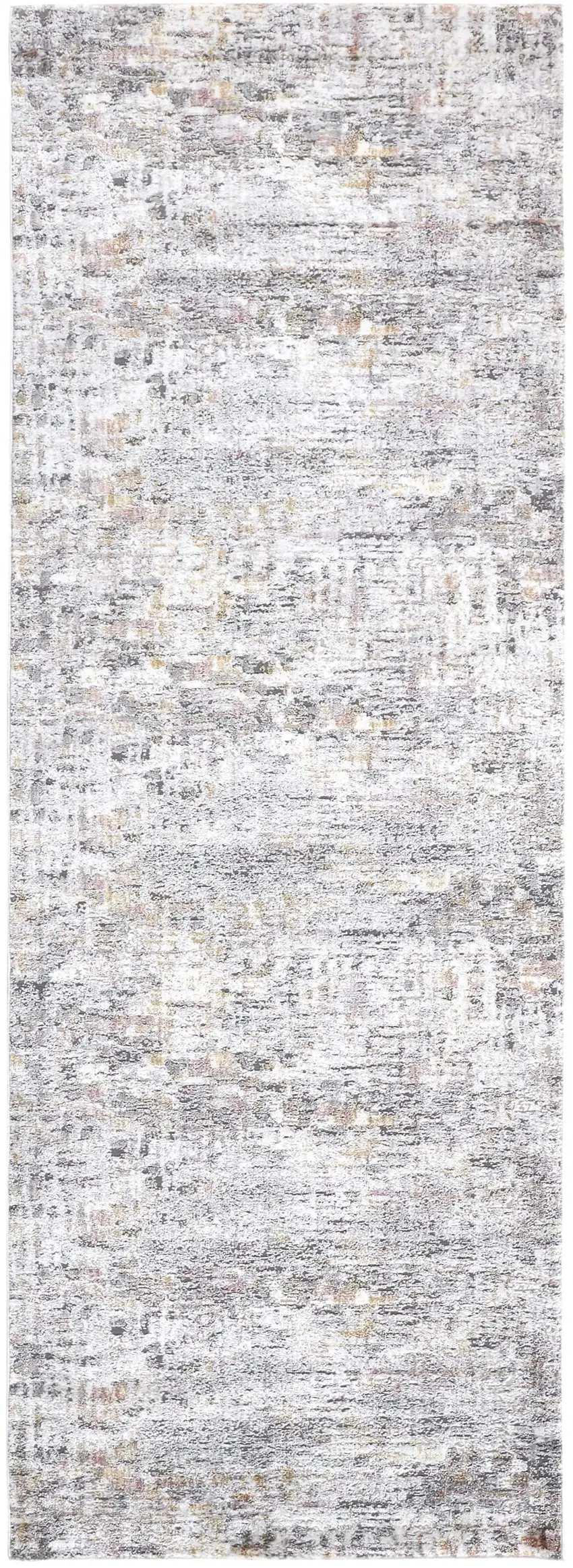 8' Ivory Tan And Taupe Abstract Stain Resistant Runner Rug Photo 1