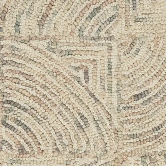 8' Ivory Tan and Gray Wool Geometric Runner Rug Photo 7