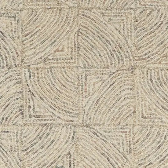 8' Ivory Tan and Gray Wool Geometric Runner Rug Photo 3