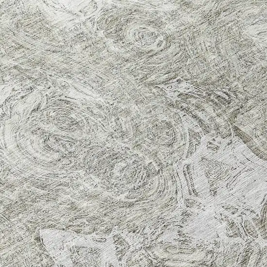 8' Ivory Taupe And Beige Round Abstract Washable Indoor Outdoor Area Rug Photo 7