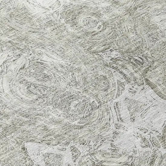 8' Ivory Taupe And Beige Round Abstract Washable Indoor Outdoor Area Rug Photo 7