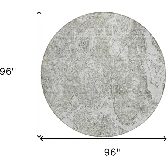 8' Ivory Taupe And Beige Round Abstract Washable Indoor Outdoor Area Rug Photo 3