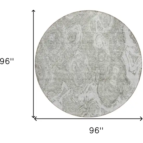 8' Ivory Taupe And Beige Round Abstract Washable Indoor Outdoor Area Rug Photo 3