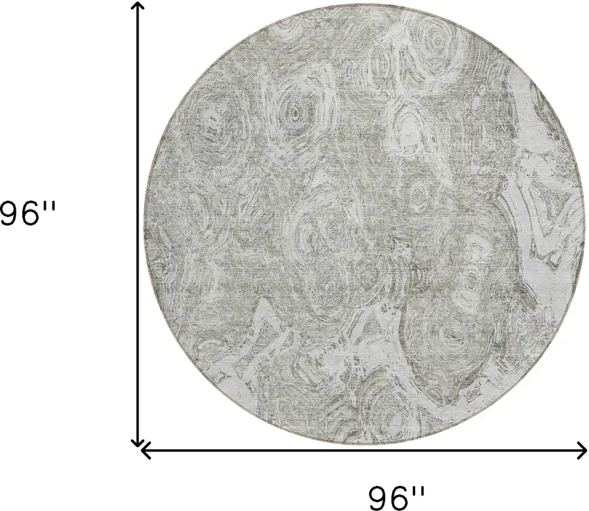 8' Ivory Taupe And Beige Round Abstract Washable Indoor Outdoor Area Rug Photo 3