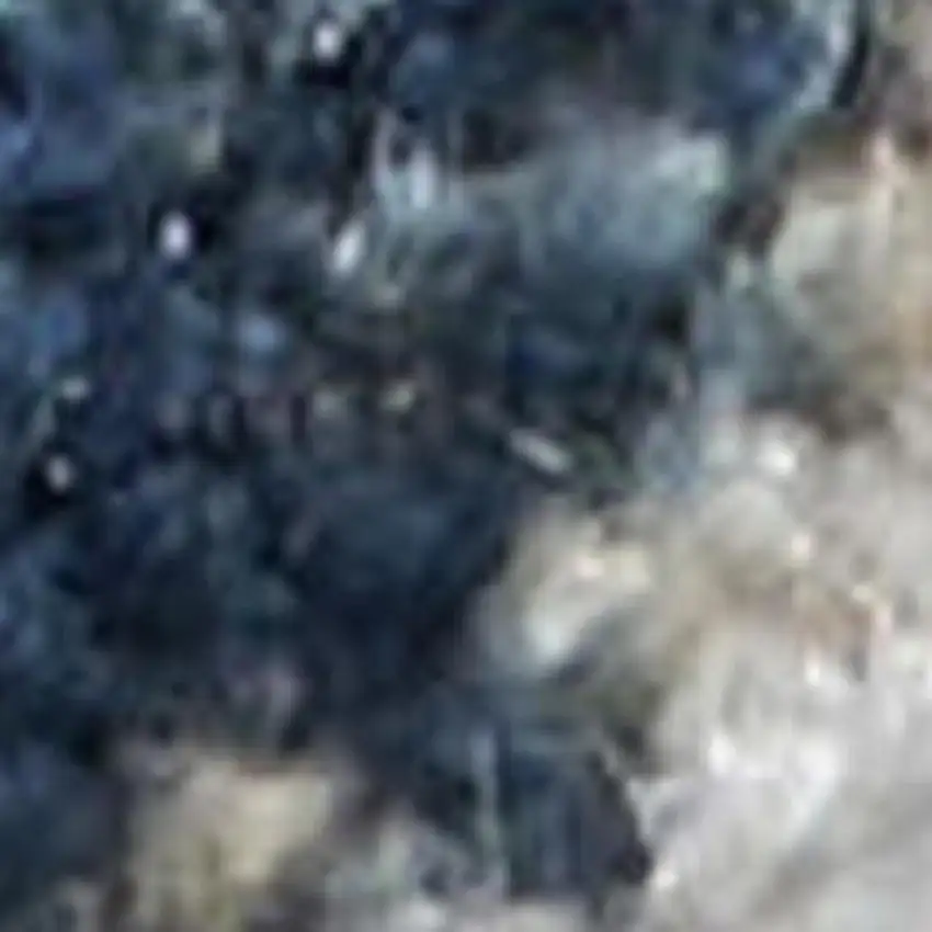 8' Ivory Teal Blue and Black Abstract Non Skid Runner Rug Photo 3