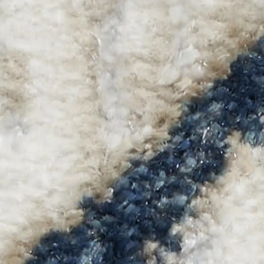 8' Ivory Teal Blue and Black Abstract Non Skid Runner Rug Photo 1