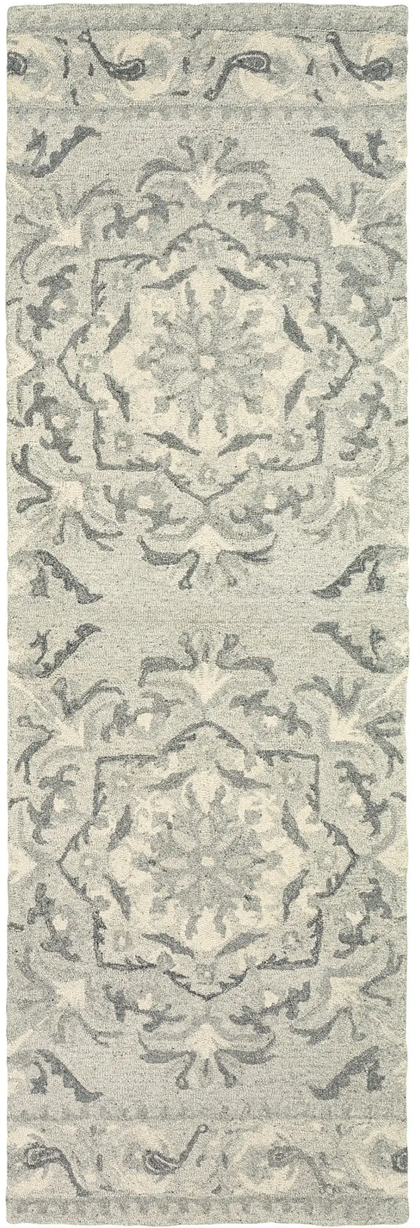 8' Ivory Wool Floral Hand Tufted Runner Rug Photo 2