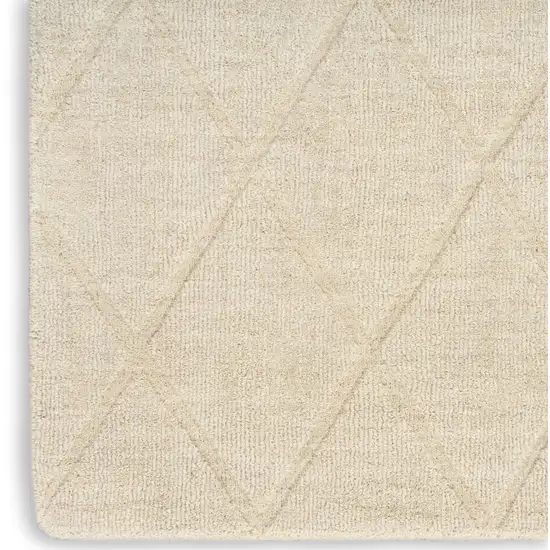 6' Ivory Wool Geometric Hand Woven Runner Rug Photo 9