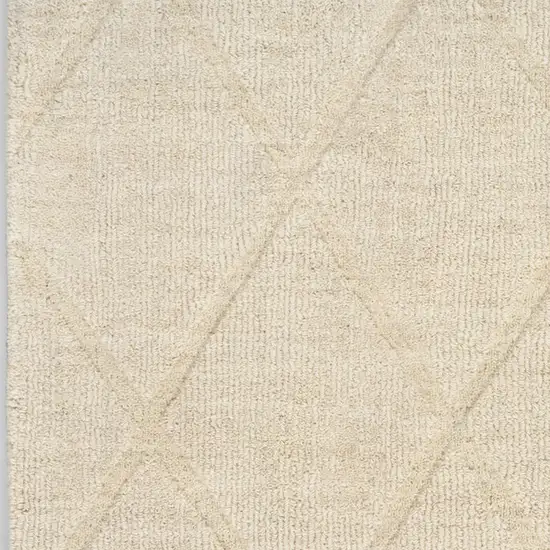 6' Ivory Wool Geometric Hand Woven Runner Rug Photo 8