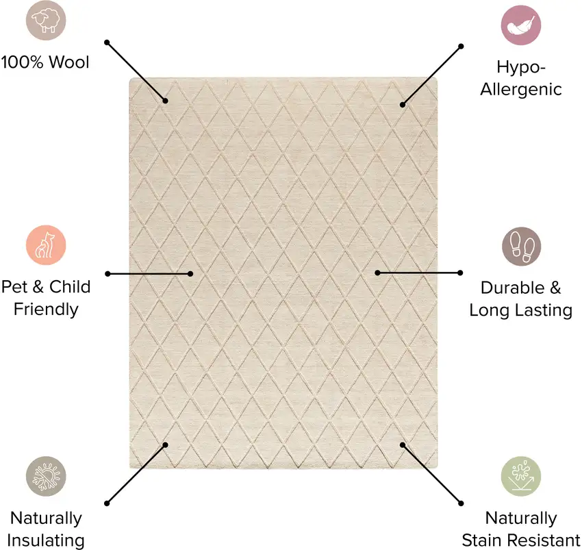 6' Ivory Wool Geometric Hand Woven Runner Rug Photo 6