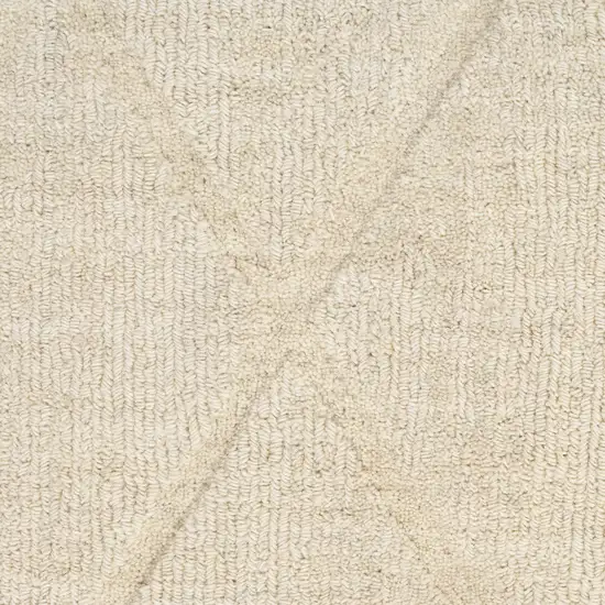 6' Ivory Wool Geometric Hand Woven Runner Rug Photo 3