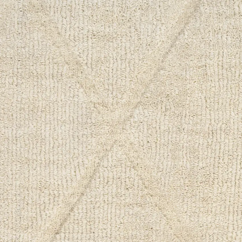 6' Ivory Wool Geometric Hand Woven Runner Rug Photo 3