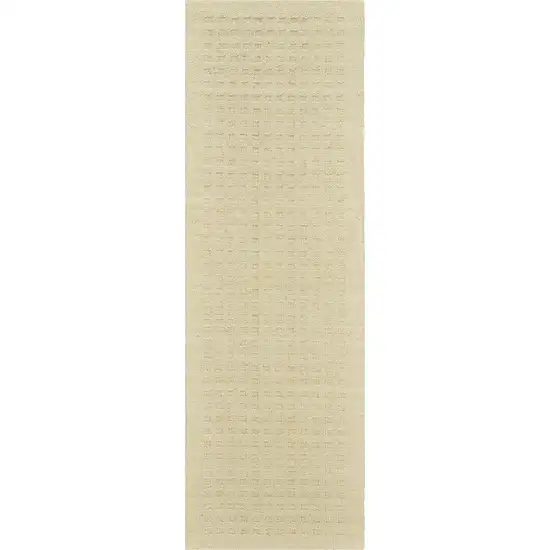 8' Ivory Wool Runner Rug Photo 8