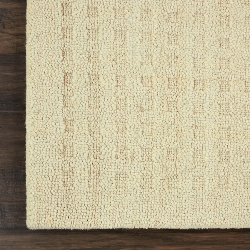 8' Ivory Wool Runner Rug Photo 9