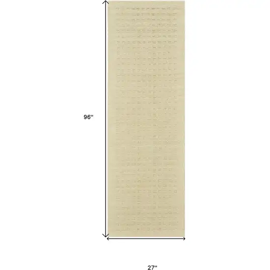 8' Ivory Wool Runner Rug Photo 3