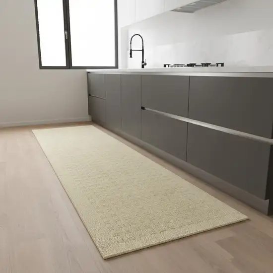 8' Ivory Wool Runner Rug Photo 1