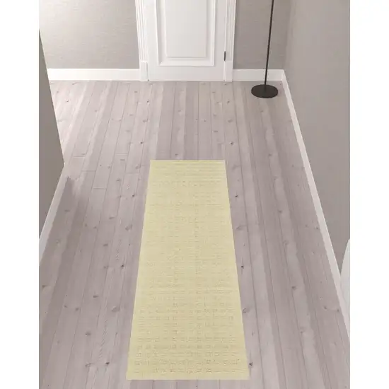 8' Ivory Wool Runner Rug Photo 1