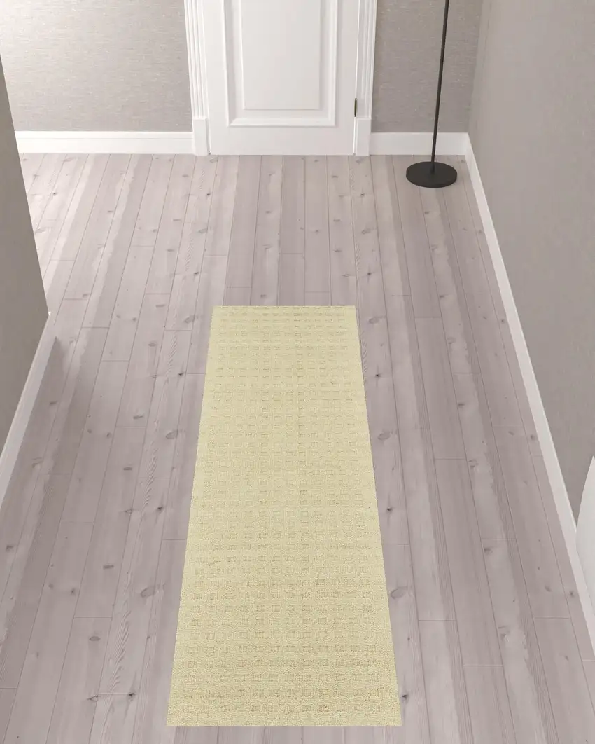 8' Ivory Wool Runner Rug Photo 1