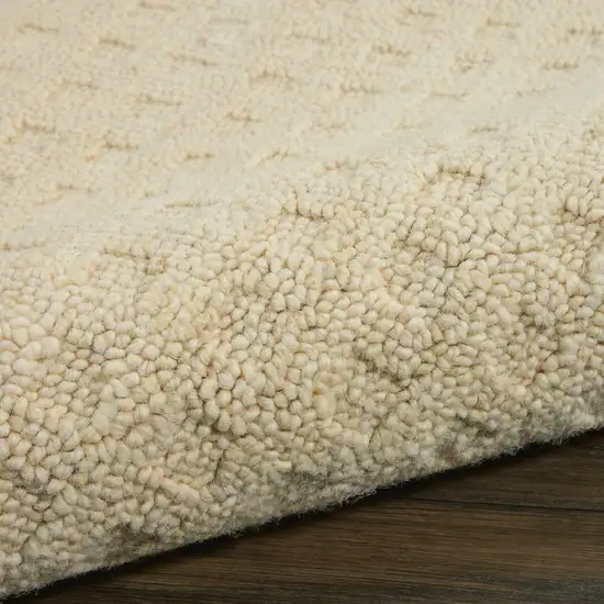 8' Ivory Wool Runner Rug Photo 6