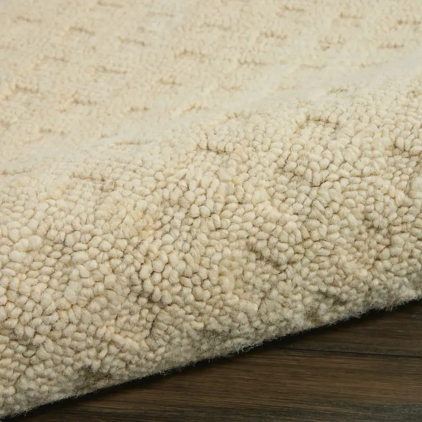 8' Ivory Wool Runner Rug Photo 6