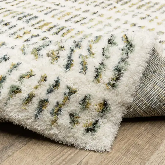 8' Ivory Yellow And Black Striped Runner Rug Photo 9