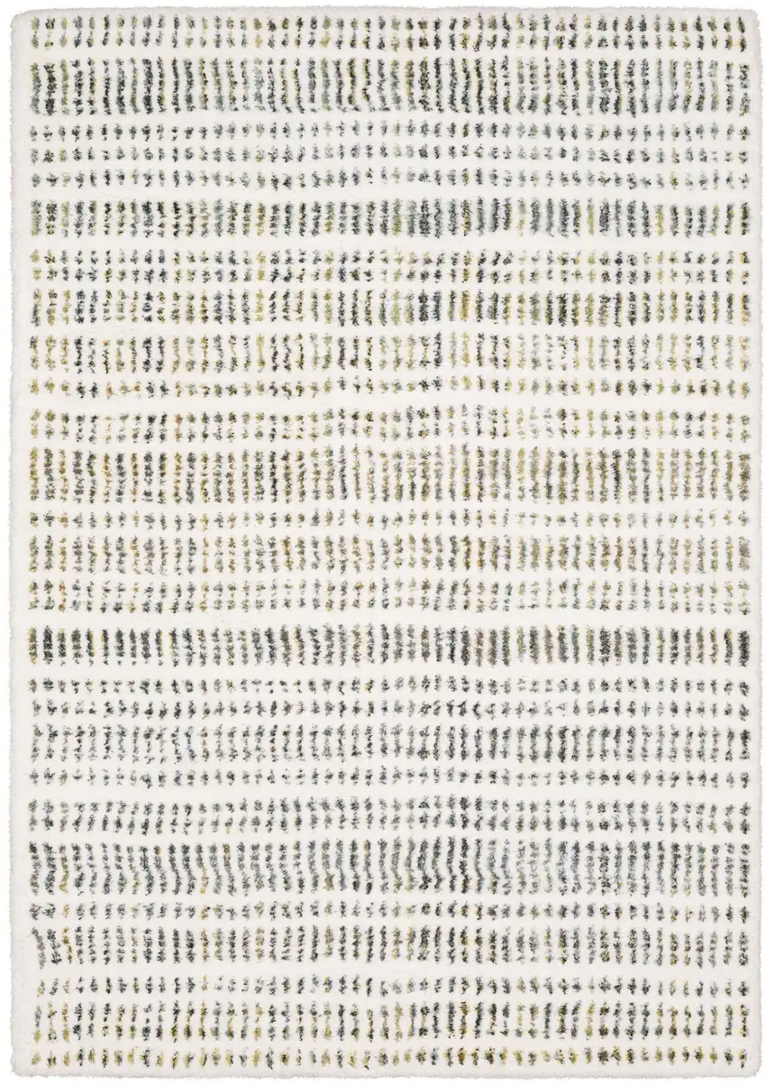 8' Ivory Yellow And Black Striped Runner Rug Photo 4