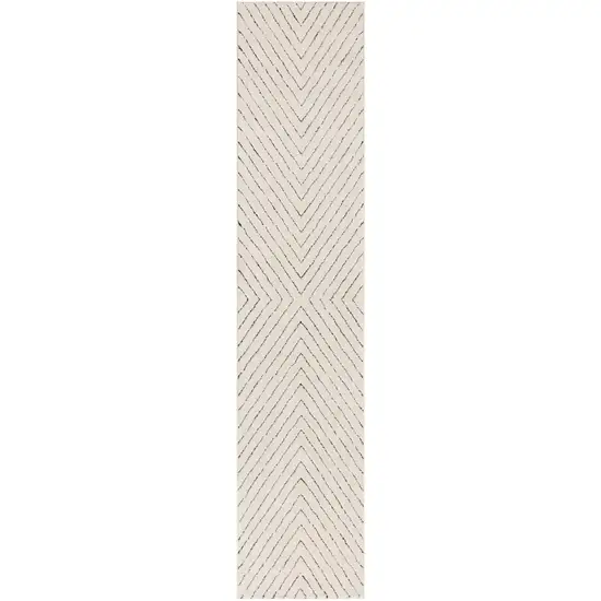 10' Ivory and Black Geometric Runner Rug Photo 1