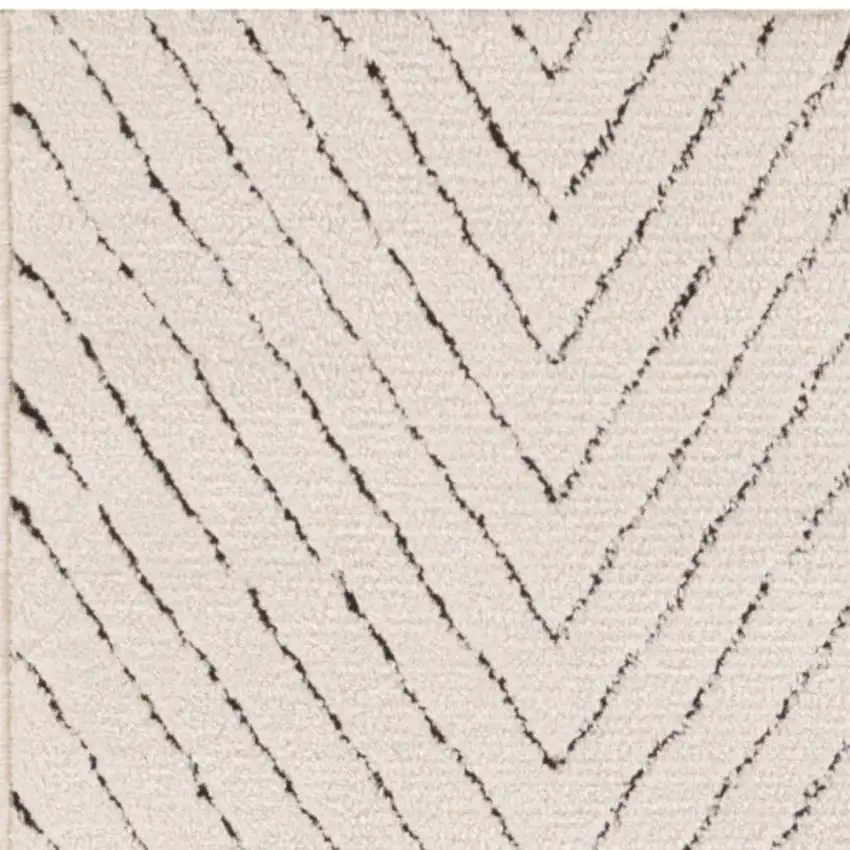 10' Ivory and Black Geometric Runner Rug Photo 7