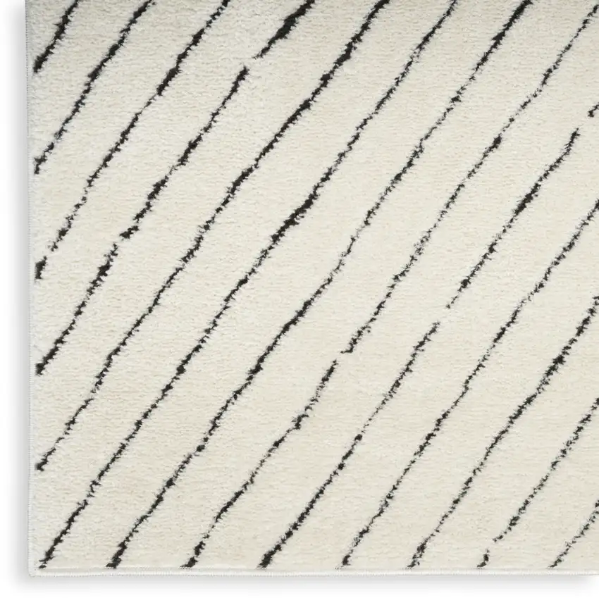 10' Ivory and Black Geometric Runner Rug Photo 4