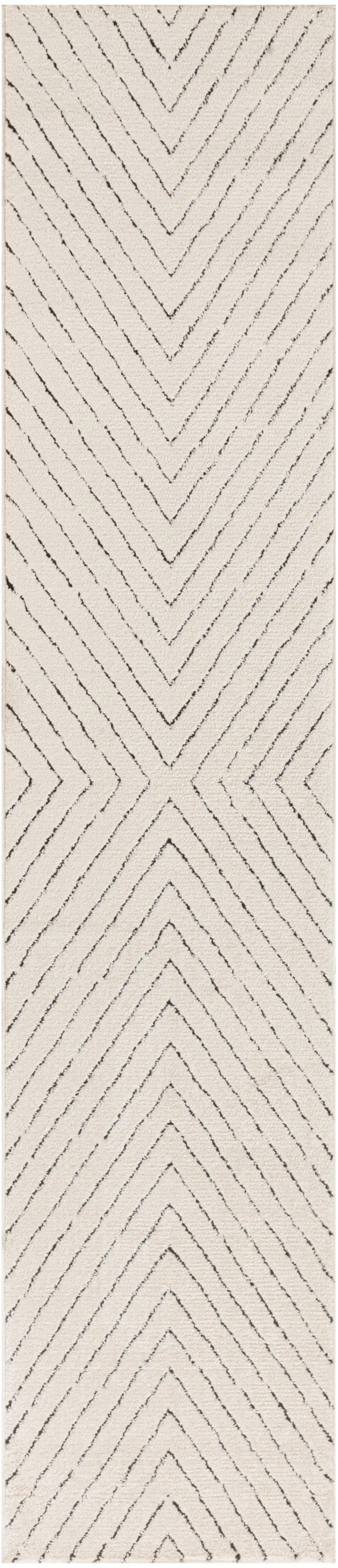 10' Ivory and Black Geometric Runner Rug Photo 2