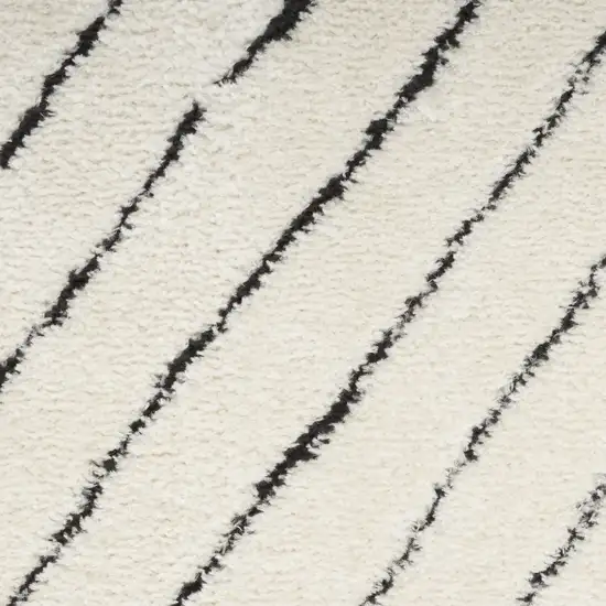 10' Ivory and Black Geometric Runner Rug Photo 8