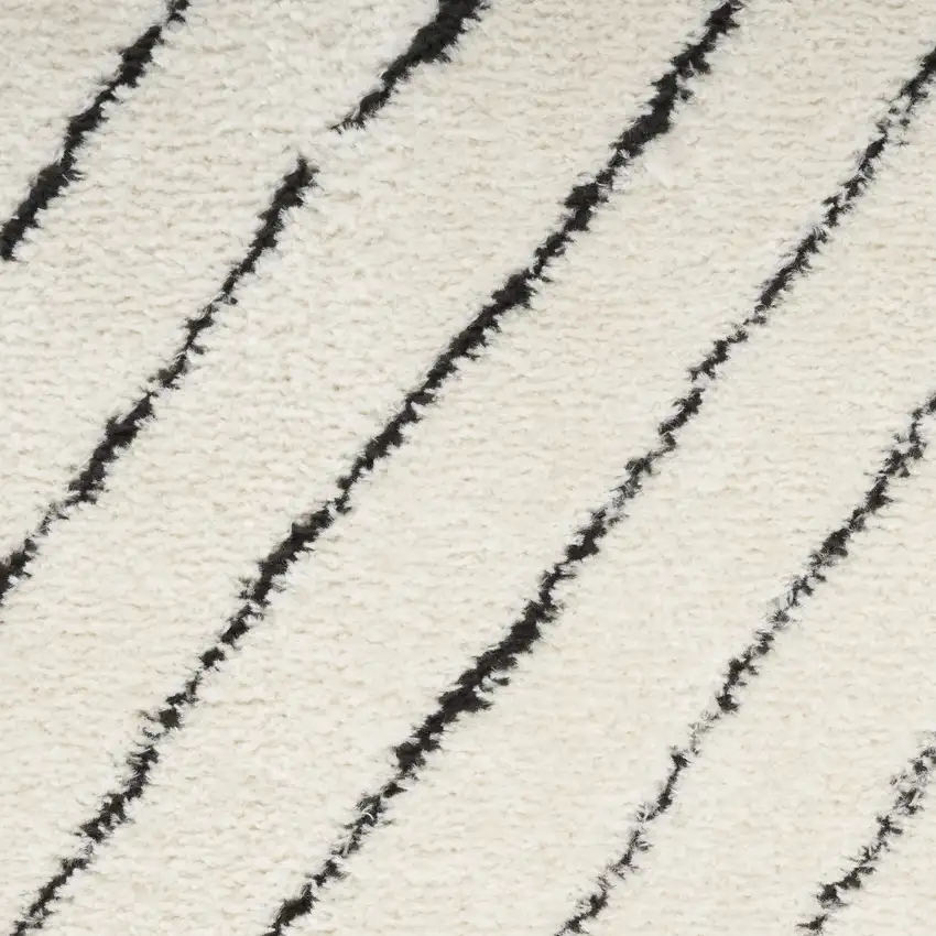 10' Ivory and Black Geometric Runner Rug Photo 8