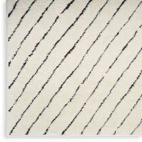 10' Ivory and Black Geometric Runner Rug Photo 5