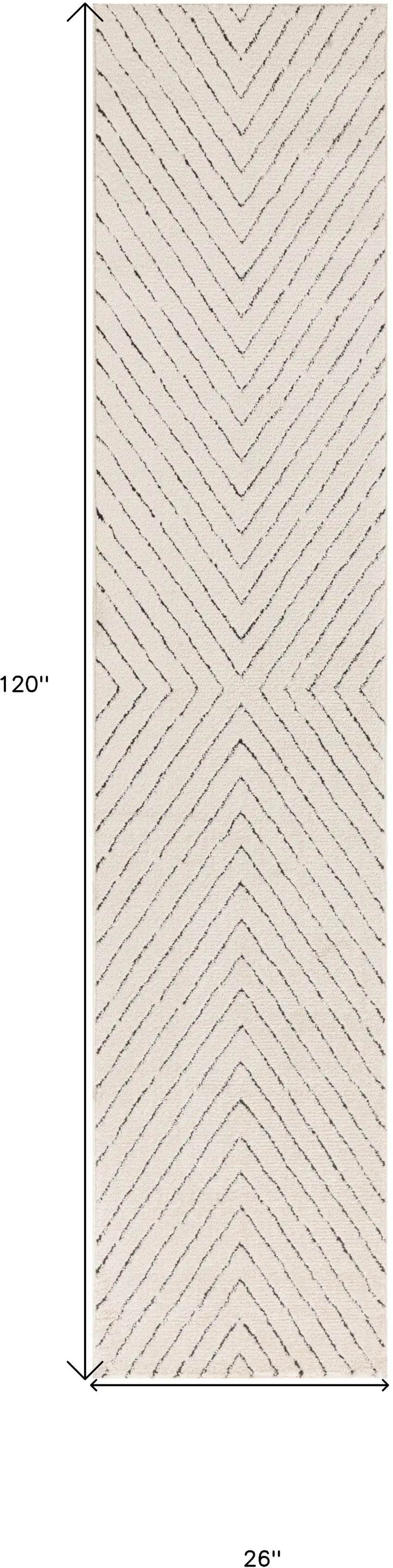 10' Ivory and Black Geometric Runner Rug Photo 3