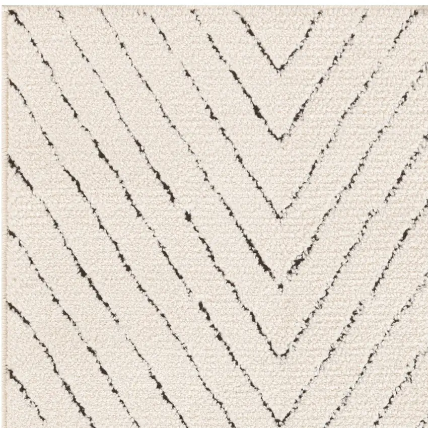 6' Ivory and Black Geometric Runner Rug Photo 8