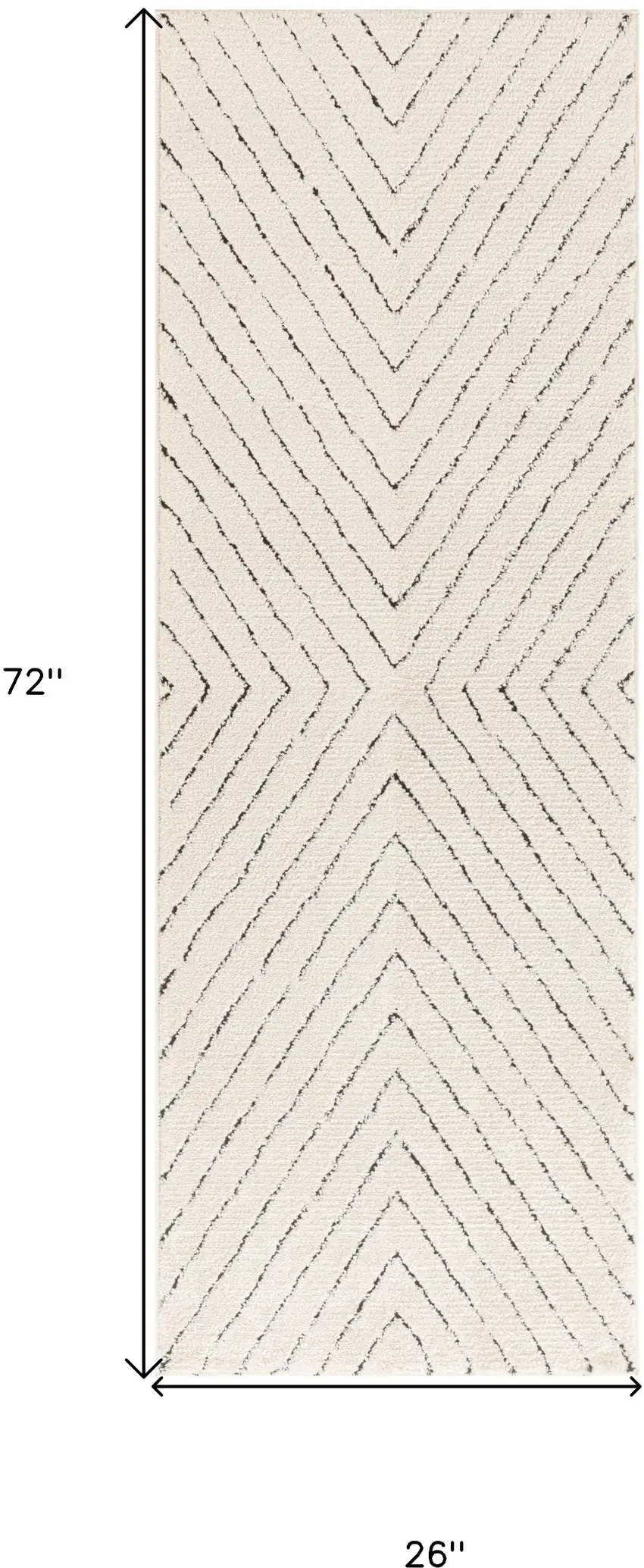 6' Ivory and Black Geometric Runner Rug Photo 3